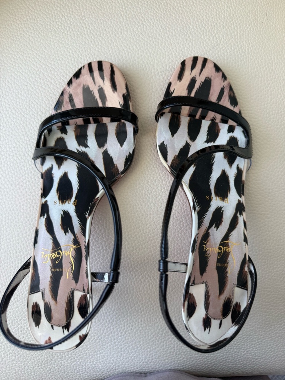 Christian Louboutin Rosalie 55 sandal leopard Gigi Print Kitten Heels 38 - NEW - Picture 8 of 8